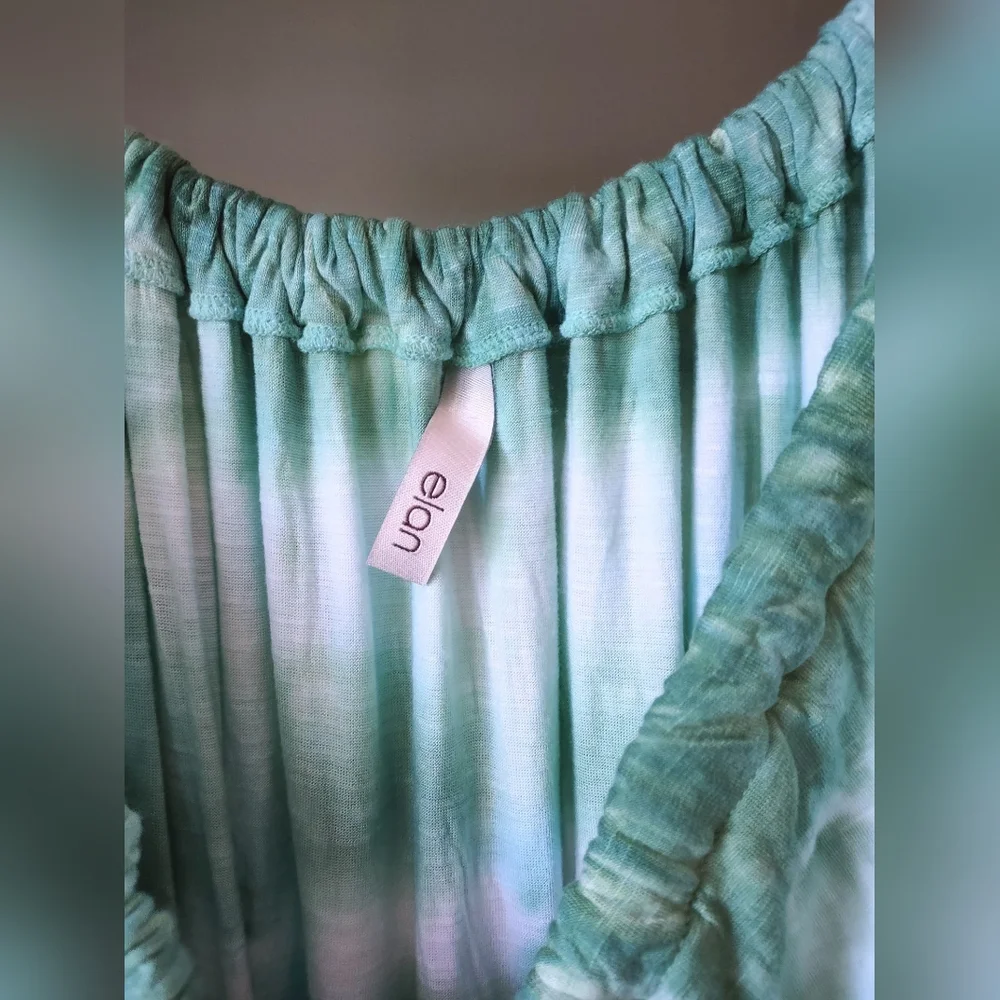 SMALL Elan Green Tie-Dye Off The Shoulders Midi Dress - Picture 2 of 3